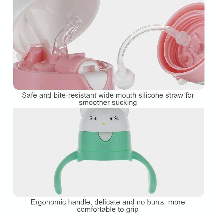 Infant Toddler Drink Cup Child Plastic Leakproof Cartoon Straw Cup With Handle Gravity Ball, Size...