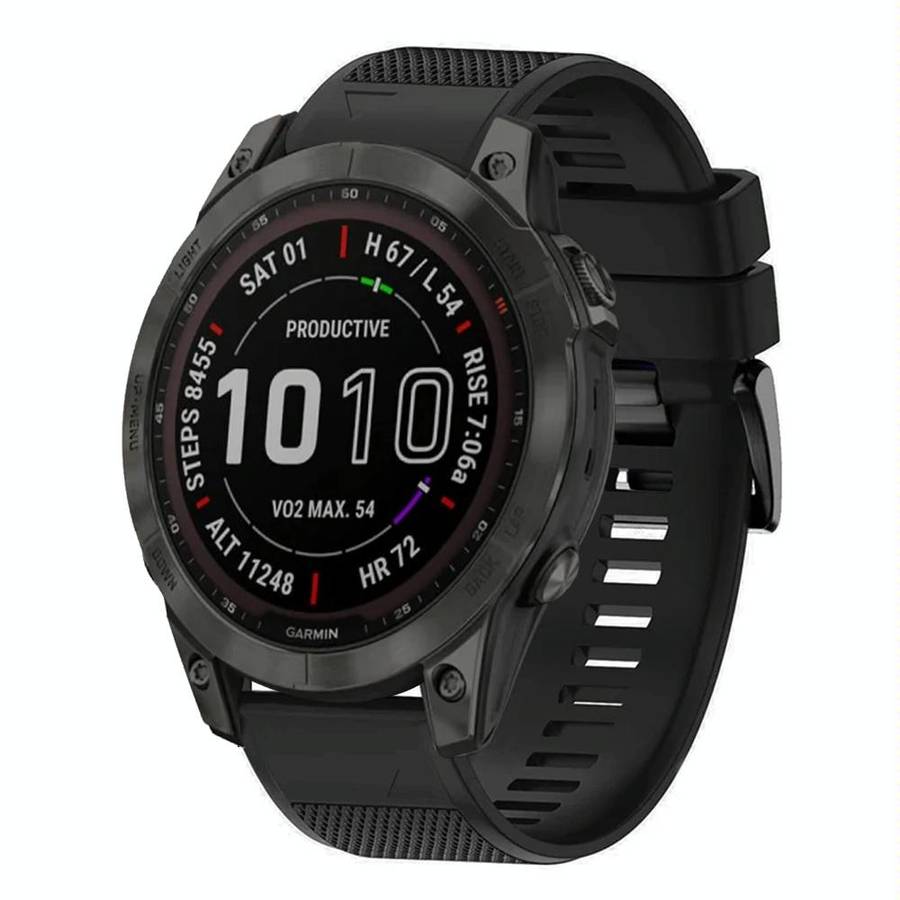 For Garmin Fenix 7 Sapphire Solar 22mm Quick Release Silicone Watch Band(Black)