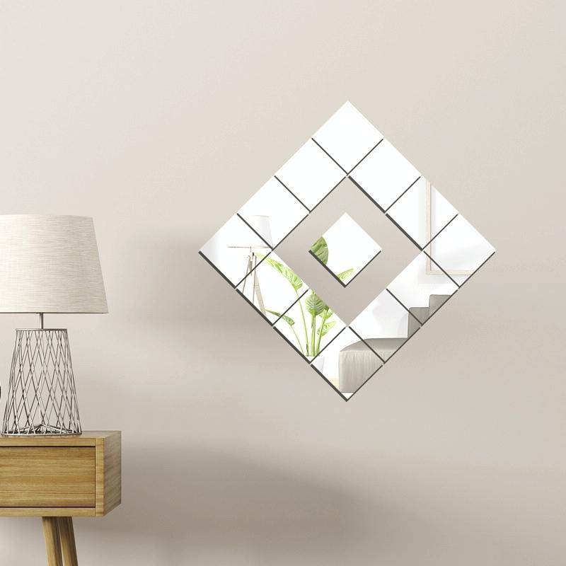 10cm x 10cm Acrylic Mirror Square Stereo Wall Stickers Self-Adhesive Decorative Soft Mirror Right...