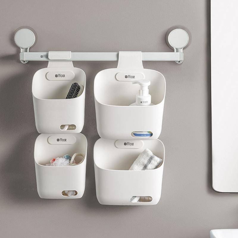Ffcat Kitchen Sundries Storage Hanging Basket Bathroom Storage Basket, Color: 55209 Gray