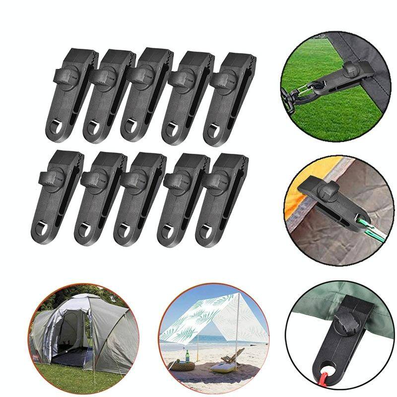 Outdoor Camping Windproof Canopy Fixed Tent Clip Rope Buckle Quick Hanging Set 10 Clips+10 Ropes