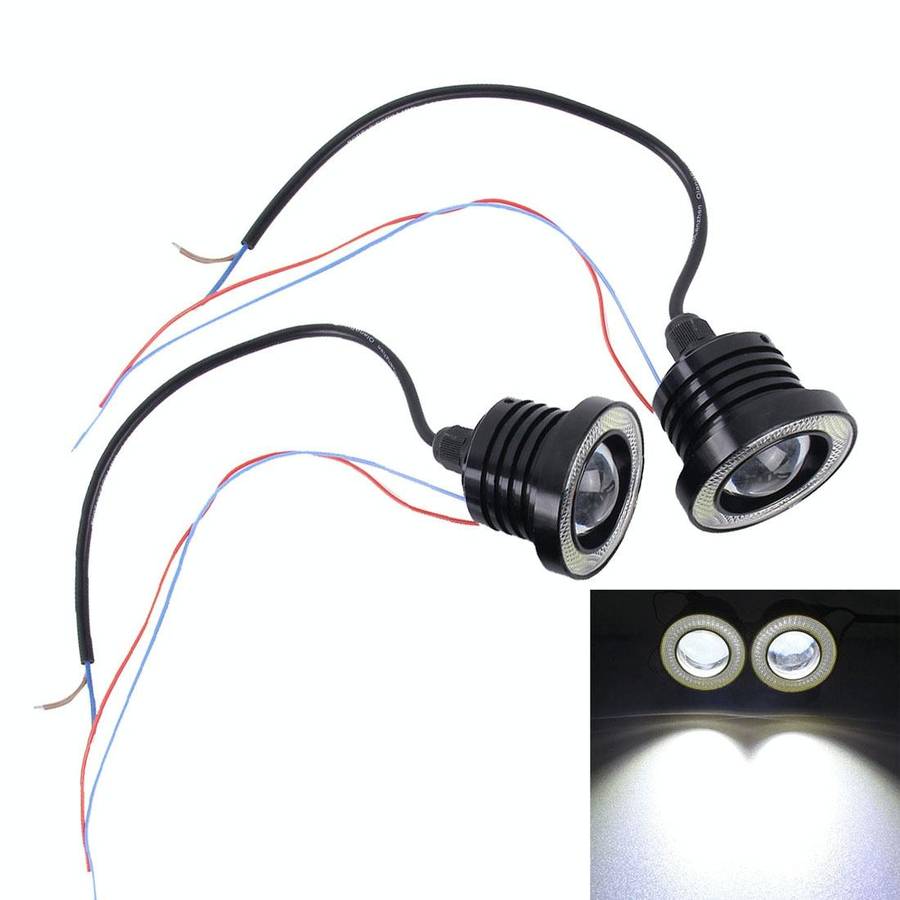 2 PCS 2.5 inch DC12-24V 10W 900LM 6500K Car Angel Eyes Fog Lamp Foglight, Cable Length: 20cm(Whit...