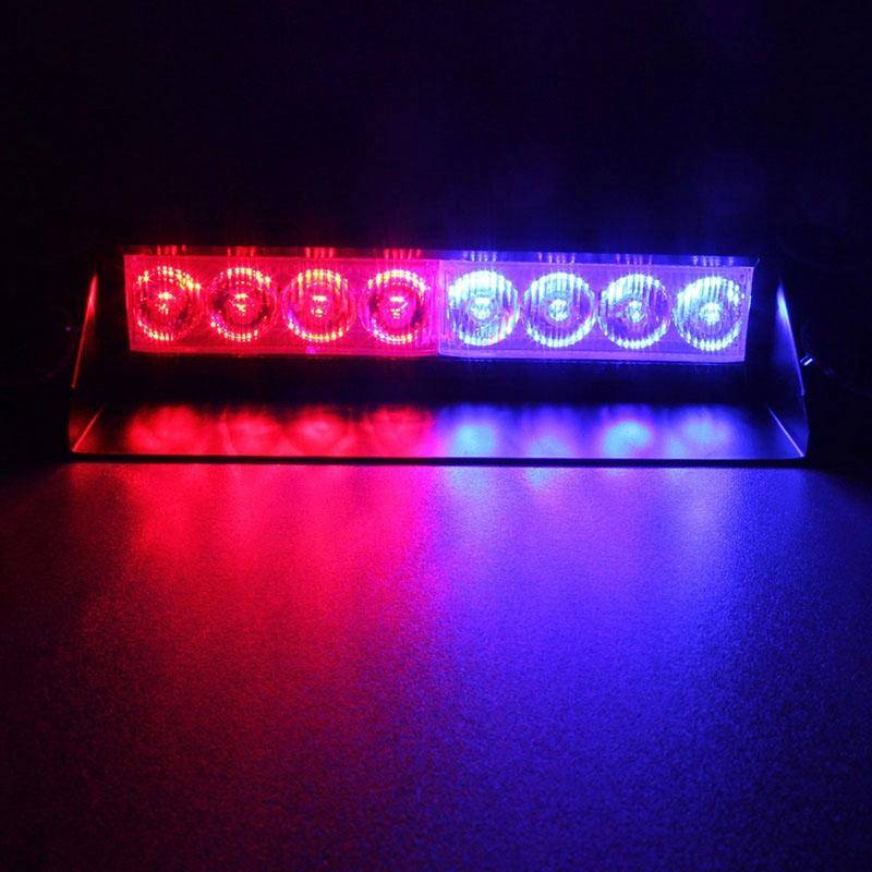 8W 800LM 8-LED Red + Blue Light 3-Modes Adjustable Angle Car Strobe Flash Dash Emergency Light Wa...