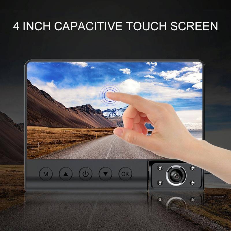 4 inch Touch Screen Car Rearview Mirror HD 1080P Three Recording Driving Recorder DVR Support Mot...