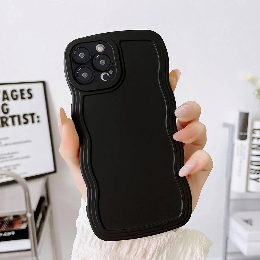 For iPhone 13 mini Wave Edge Silicone Phone Case(Black)