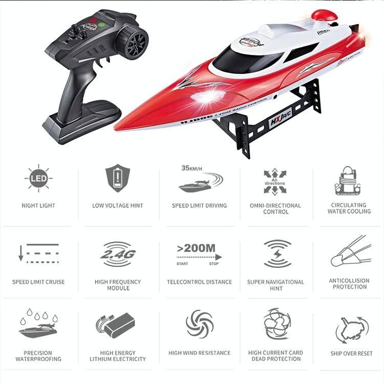 HongXunJie HJ806 2.4Ghz Water Cooling High Speed Racing Boats with Remote Controller, Auto Flip F...