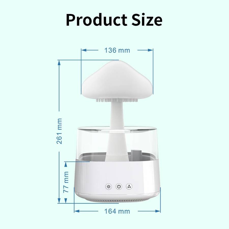 CH08 450ml Rain Humidifier Mushroom Cloud Colorful Night Lamp Aromatherapy Machine, Style: With R...