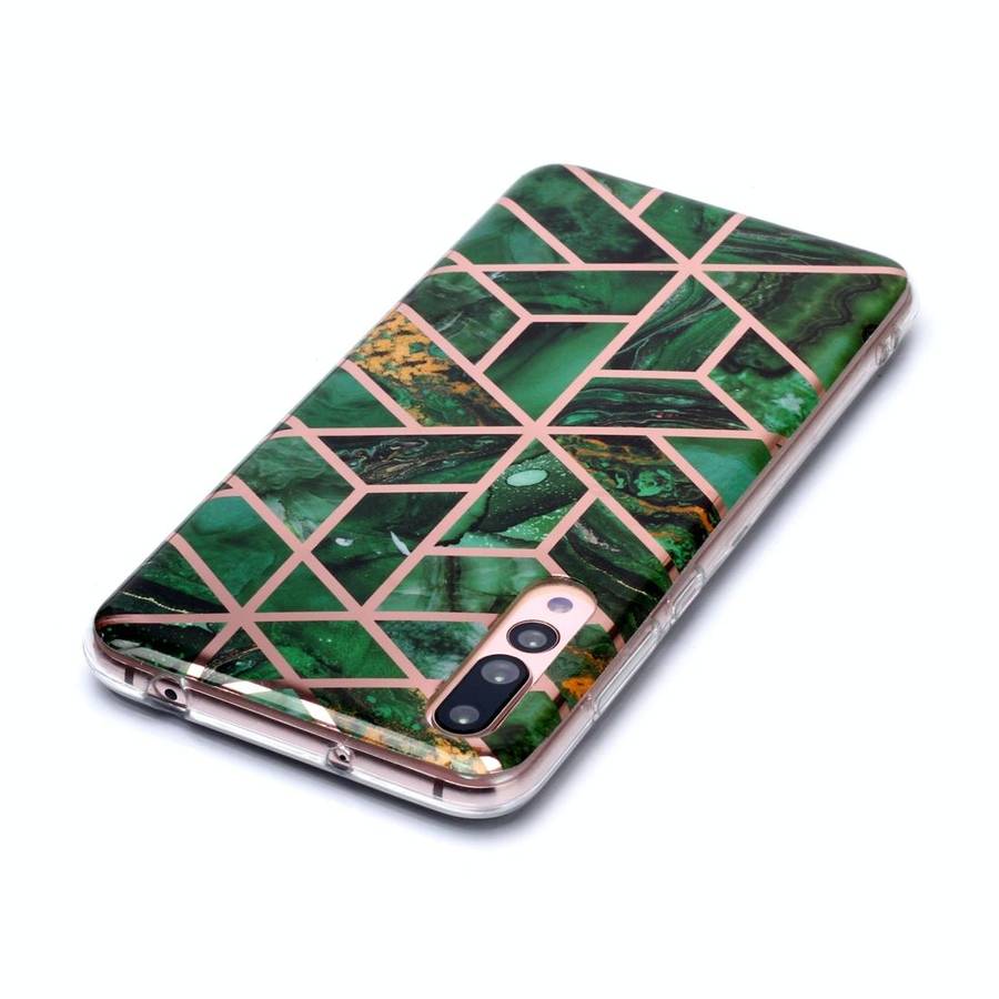 For Huawei P20 Pro Plating Marble Pattern Soft TPU Protective Case(Green)