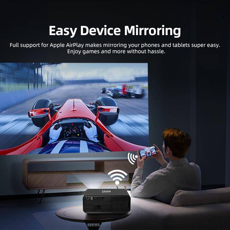 AUN U001 4K 18000 Lumens Portable Home Theater LED HD Digital Projector, EU Plug (Black)