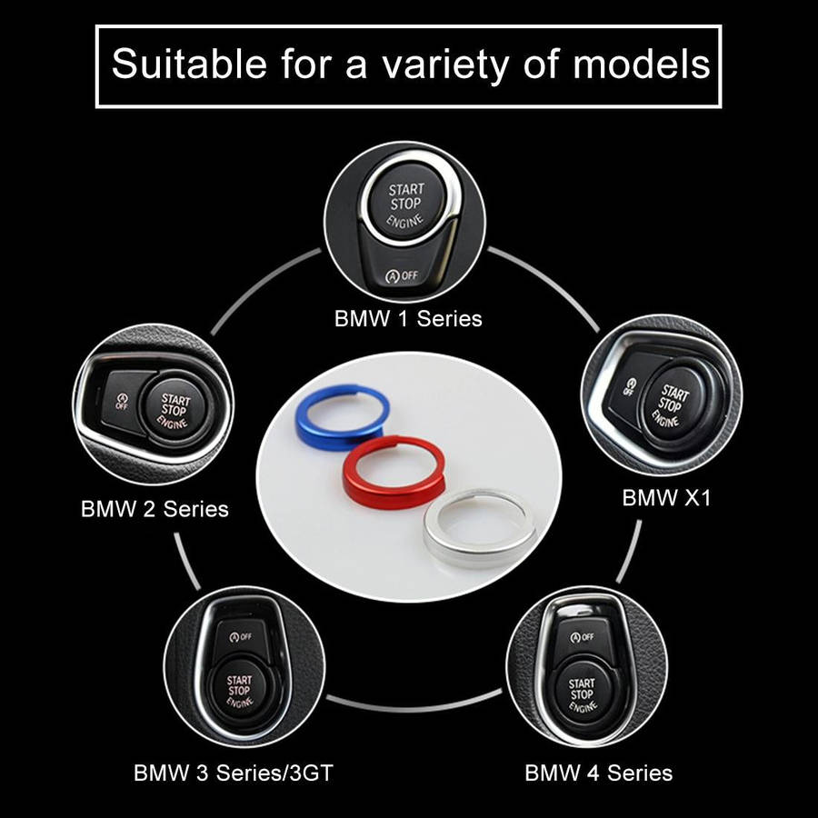 Car Engine Start Key Push Button Ring Trim Aluminum Alloy Sticker Decoration for BMW(Red)