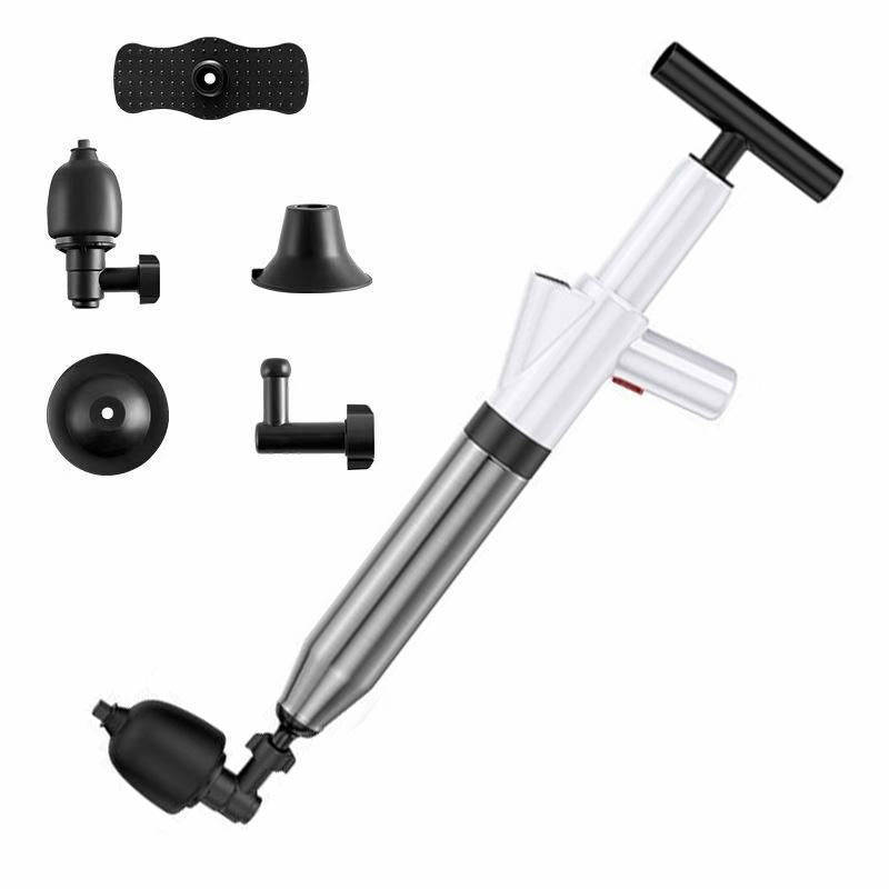 Toilet Pipe Dredger Toilet Sewer Floor Drain Clogged Household High Pressure Pneumatic Tool(White)