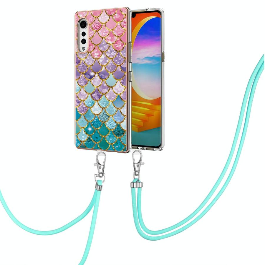 For LG Velvet 4G / Velvet 5G / G9 Electroplating Pattern IMD TPU Shockproof Case with Neck Lanyar...