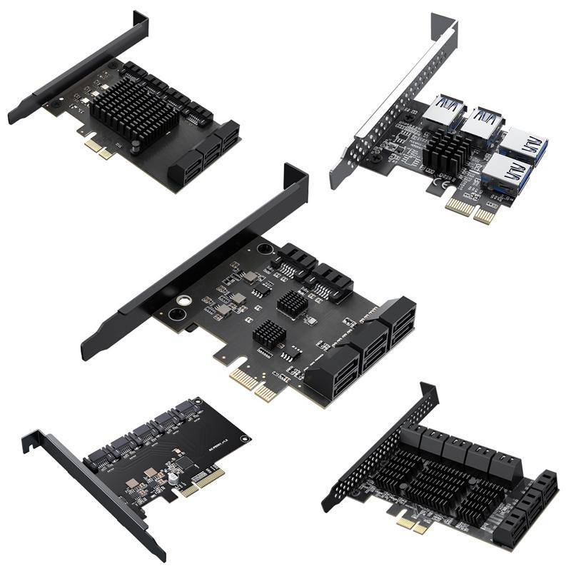 PCIE X1 To 10 Ports SATA3.0 Rotary Card Computer Desktop Solid State Hard Disk