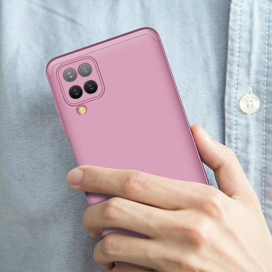 For Samsung Galaxy A12 GKK Three Stage Splicing Full Coverage PC Case(Rose Gold)