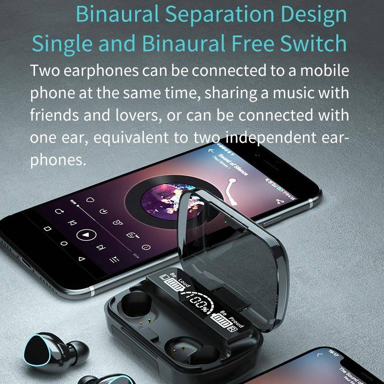 M10 Bluetooth 5.1 TWS Digital Display Wireless Bluetooth Earphone with Charging Box, Support Touc...