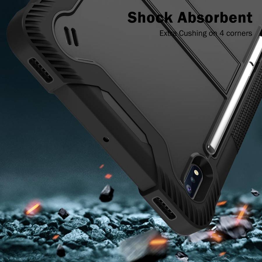 For Samsung Galaxy Tab S8 / Galaxy Tab S7 Silicone + PC Shockproof Protective Case with Holder(Bl...