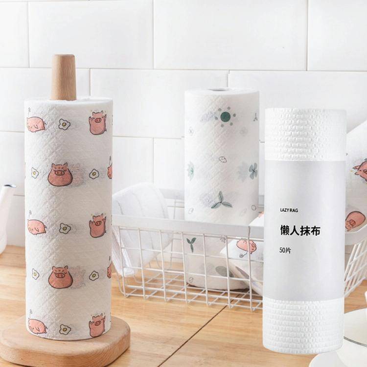 50 Sheets Washable Lazy Rag Kitchen Non-woven Cloth Wet and Dry Dual-use Dish Towel(White)