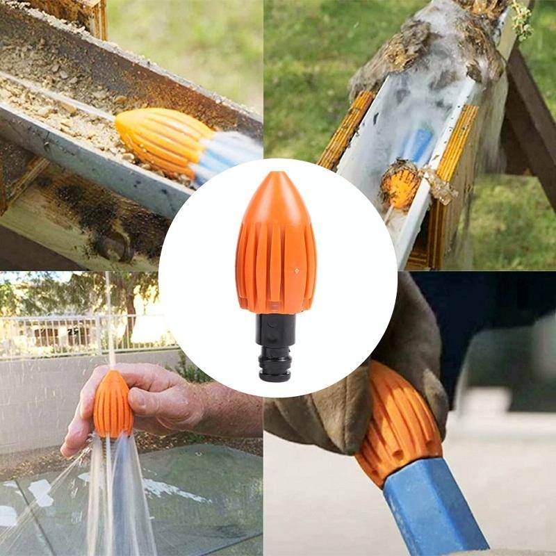 Water Rocket Washer Garden Hose Cleaning Head Drainage Trench Pressure Washer(Brown)