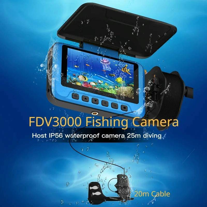 FDV3000 Fish Finder Camera Underwater Monitoring Fishing Sonar Sensor 4.3 Inch Display LED Digita...