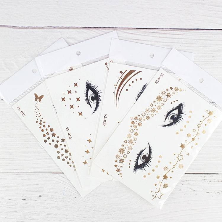 20 PCS Waterproof Bronzing Face Tattoo Stickers Party Masquerade Face Stickers(VS-033)