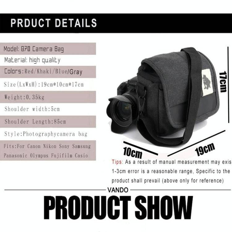 Universal DSLR Camera Shoulder Bag Canvas Photo Handbag, External size: 19 x 17 x 10mm(Black)