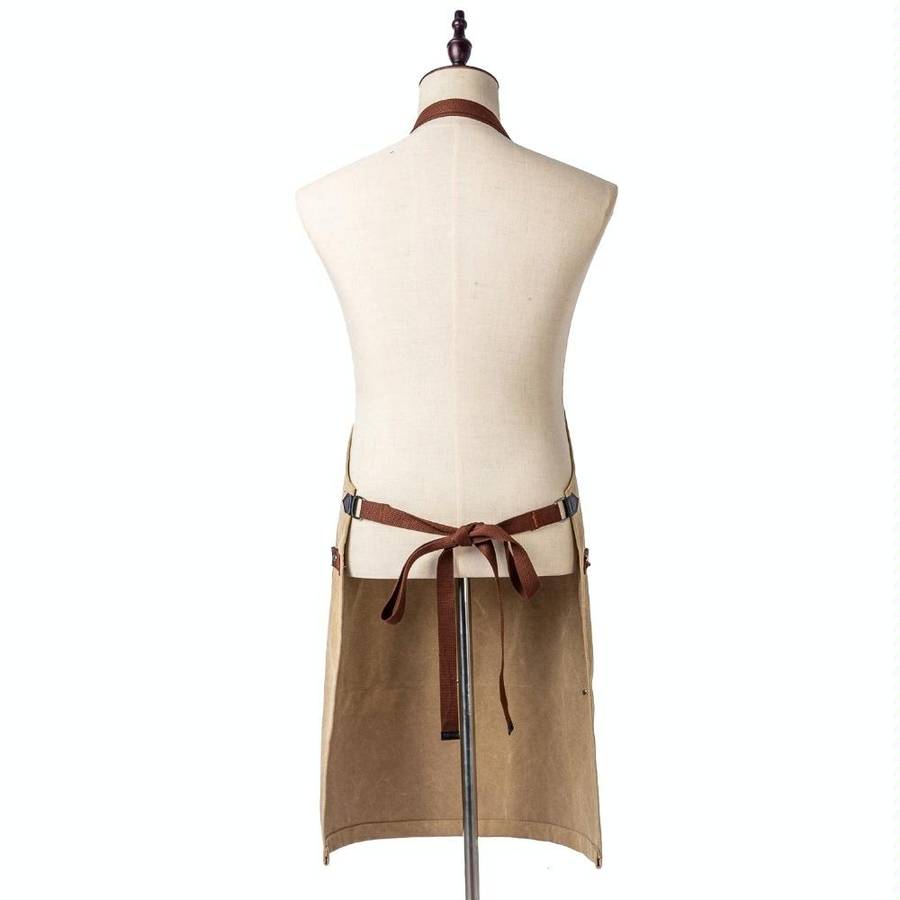 Washed Canvas Apron Chef Cafe Shop BBQ Hairdresser Aprons(Black)