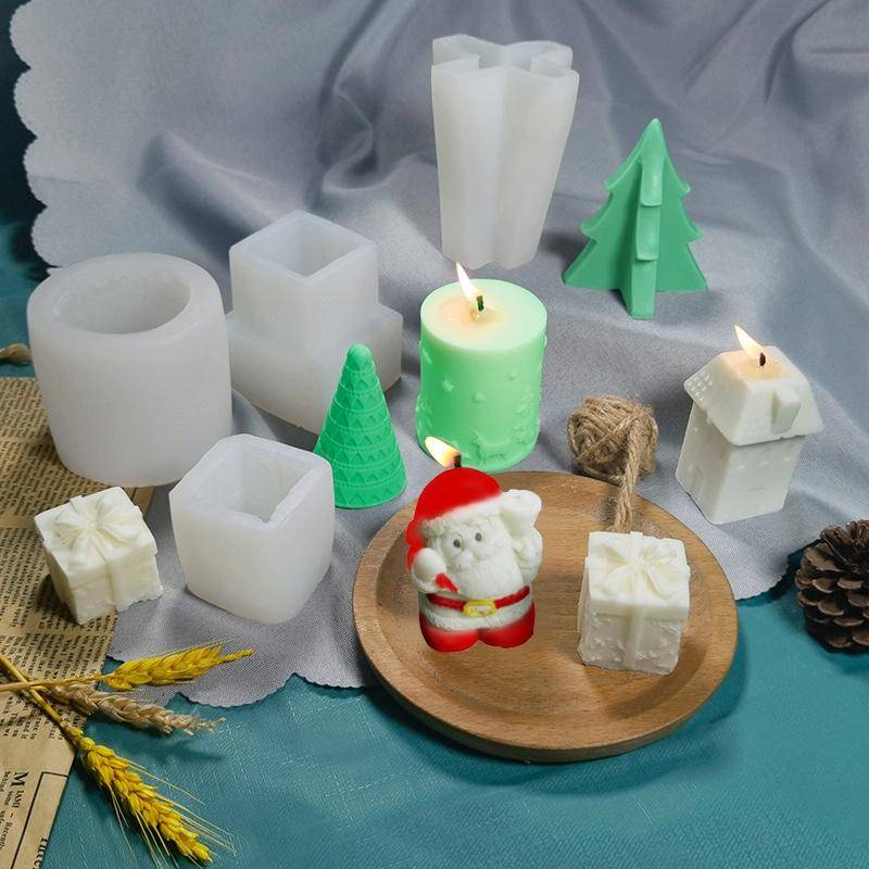 DIY Christmas Candle Aromatherapy Gypsum Silicone Mold, Shape: Snow House 3