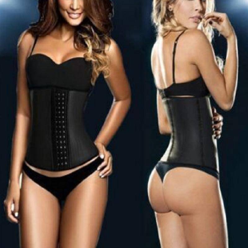 Lady Elastic Latex Steel Bone Buckle Toning Body Lifting Hips Slimming Waist Belt, Size: M(Black)