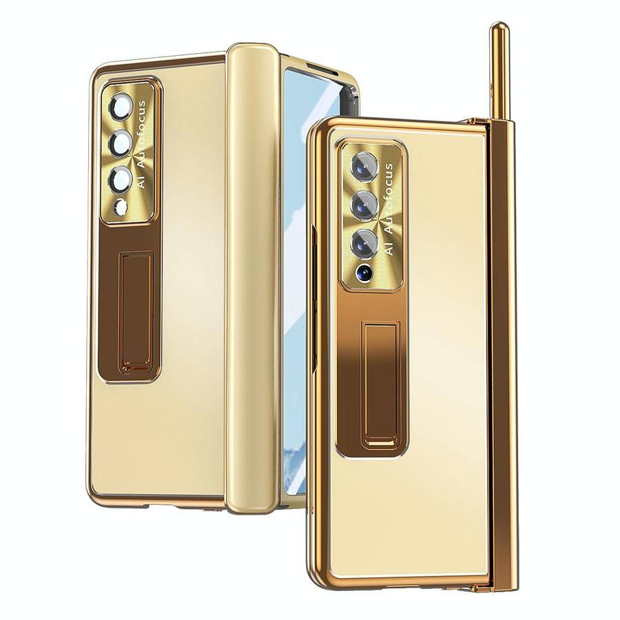 For Samsung Galaxy Z Fold3 5G Aluminum Alloy Double Hinge Shockproof Phone Protective Case(Champa...