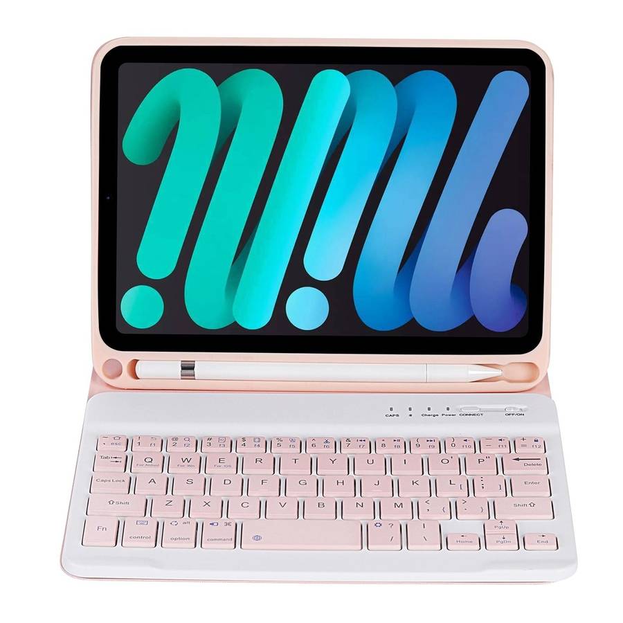 C06B Ultra-thin Candy Colors Bluetooth Keyboard Tablet Case for iPad mini 6, with Stand & Pen Slo...