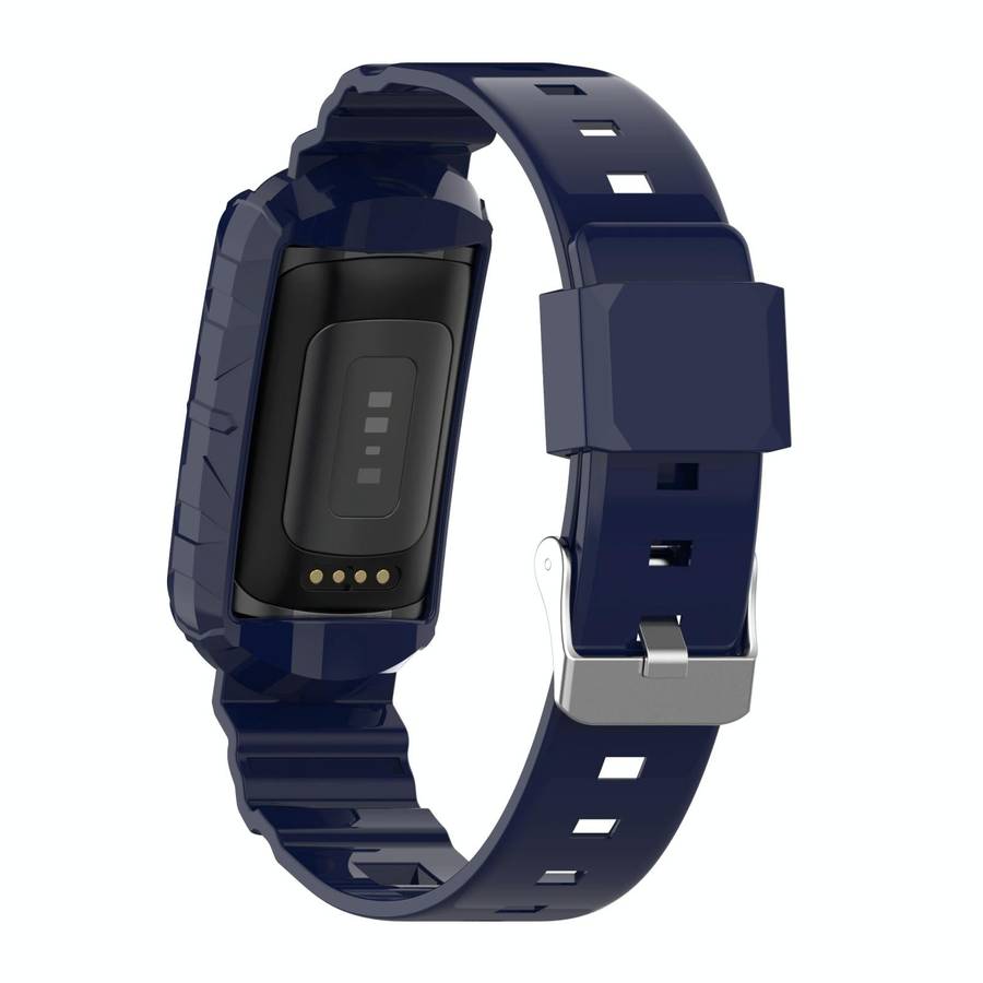 For Fitbit Charge 5 Silicone One Body Armor Watch Band(Navy Blue)