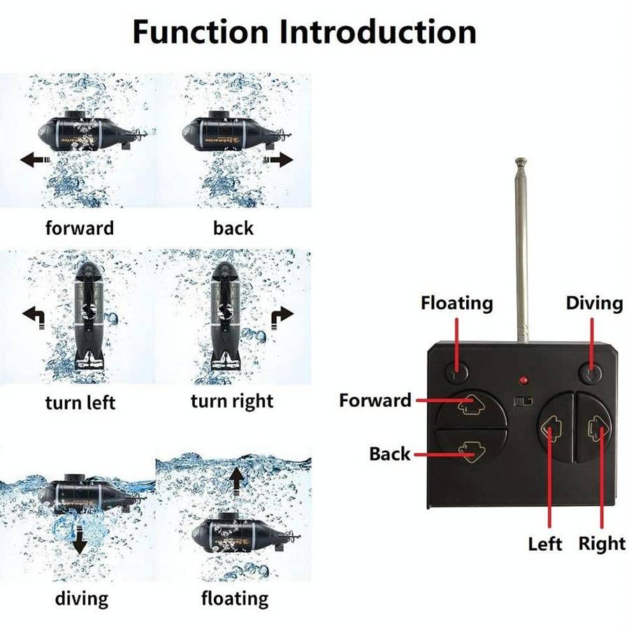 Children 2.4G Electric Six-Way Mini Submarine Model Boy Playing In Water Remote Control Boat Nucl...