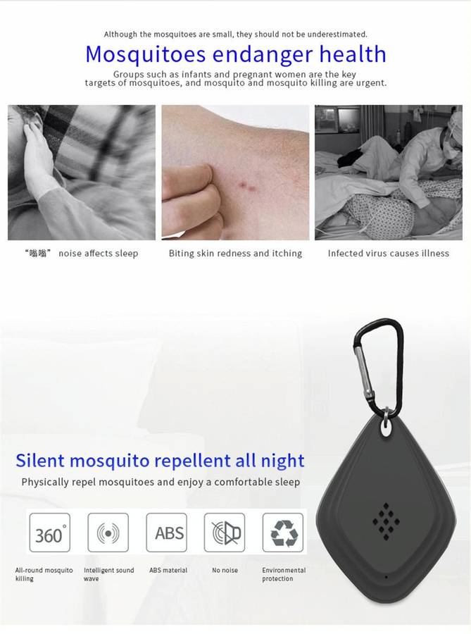 Outdoor Mosquito Repellent Portable Ultrasonic Insect Repellent Insecticide USB Charging Intellig...