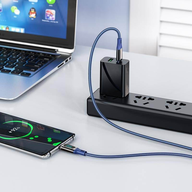 S51 100W Type-C / USB-C to Type-C / USB-C Digital Display Charging Data Cable, Length: 1.2m(Blue)