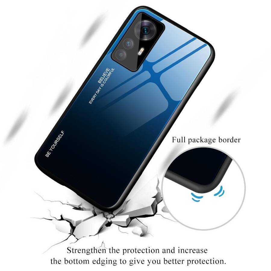 For Xiaomi Redmi K50 Ultra / 12T / 12T Pro Gradient Color Glass Phone Case(Blue Black)