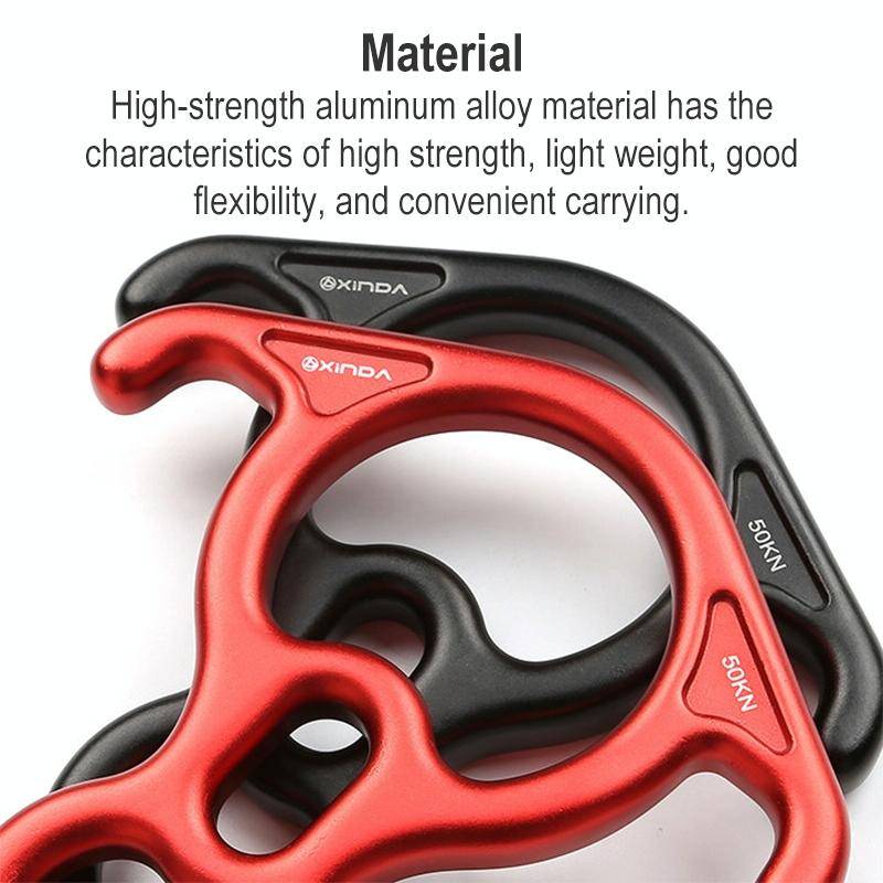 XINDA XD8602 Climbing Rescue Figure 8 Descender with Bent-ear Rappelling Gear Belay Device(Black)