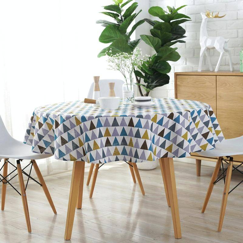 Polyester Cotton Round Tablecloth Dust-proof Cotton and Linen Printing Tablecloth, Diameter:120cm...