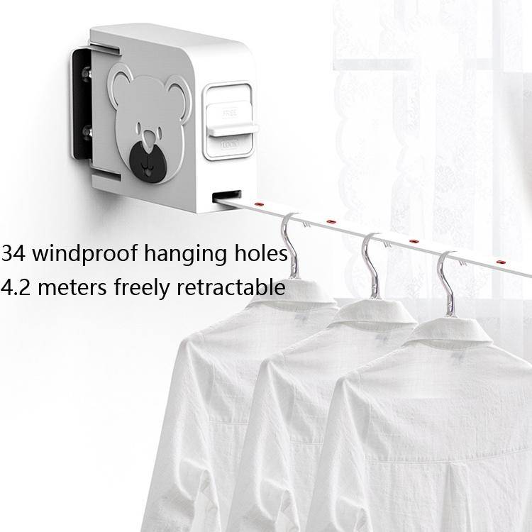 Clothesline Indoor Telescopic Hanger Clothes Rope Non-Slip Outdoor Clothesline(White)