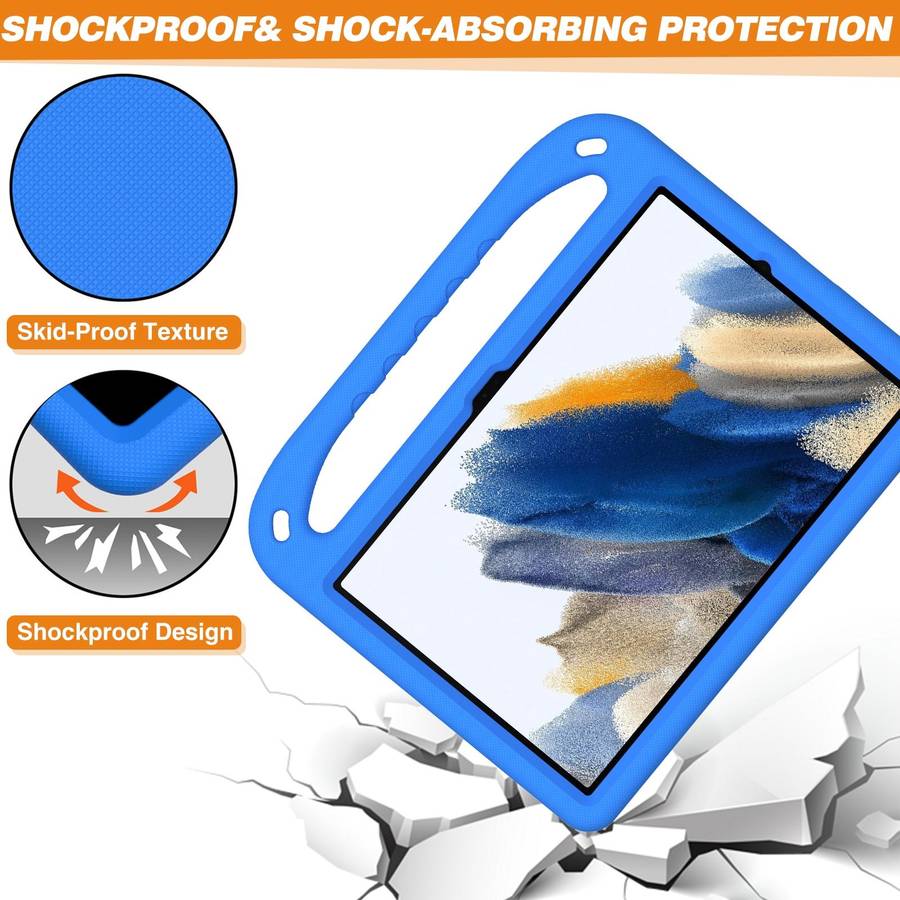For Samsung Galaxy Tab A9+ Handle EVA Shockproof Tablet Case with Holder(Blue)