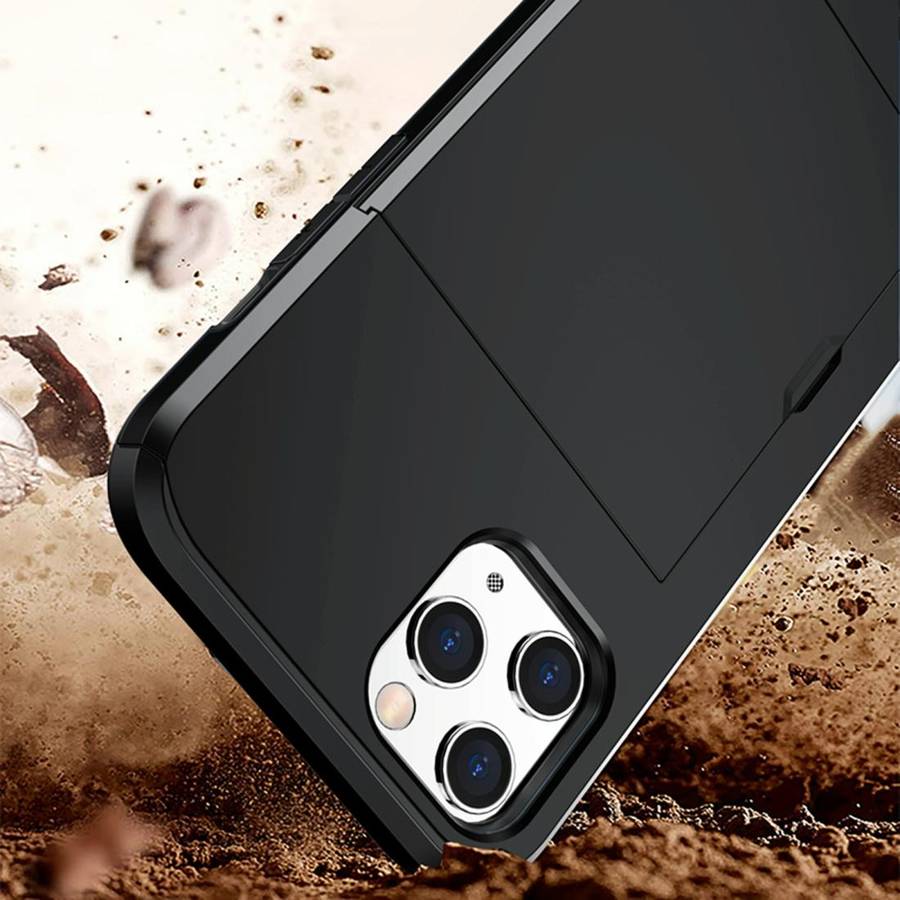 For iPhone 12 mini Shockproof Rugged Armor Protective Case with Card Slot(Dark Blue)