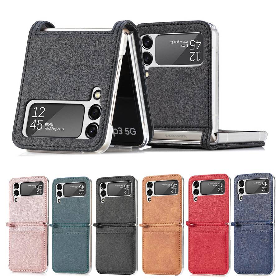 For Samsung Galaxy Z Flip 4 5G Folding Litchi Texture Card Wallet Phone Case(Brown)