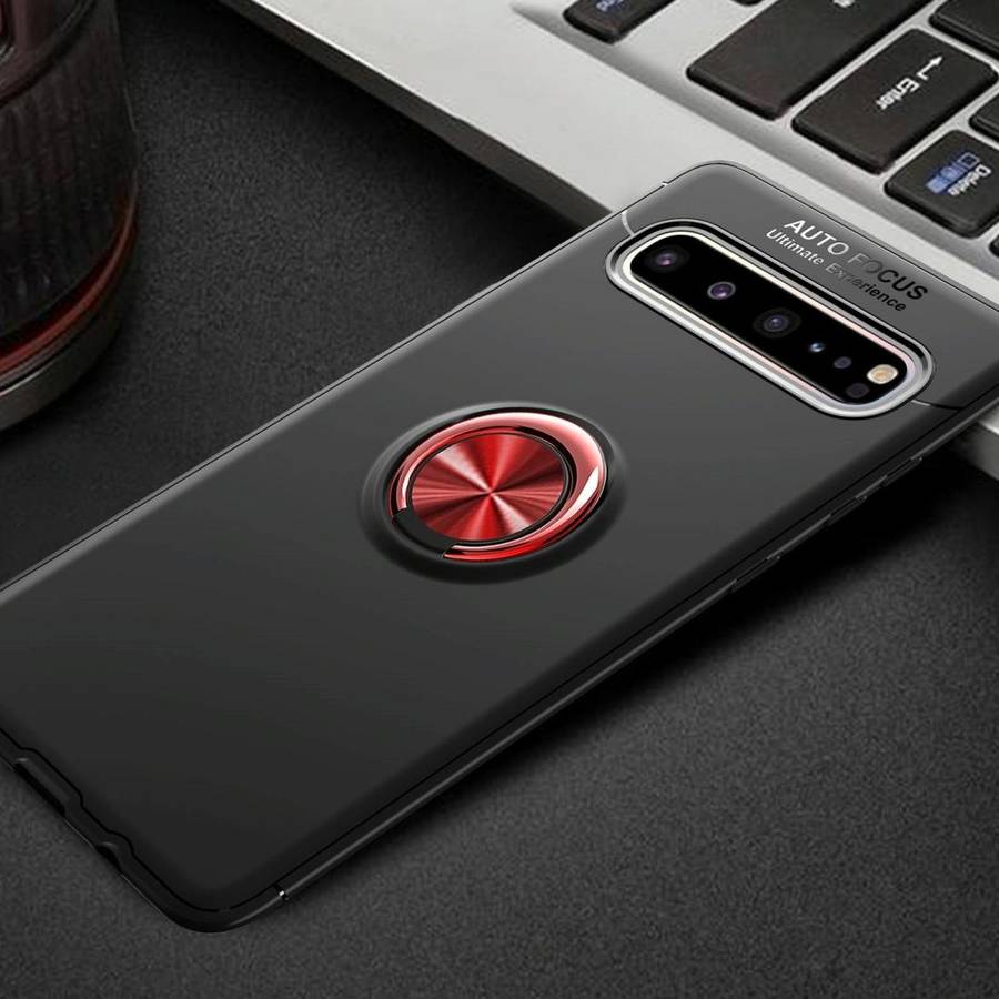 Magnetic 360 Degree Rotation Ring Holder Armor Shockproof TPU Case for Galaxy S10 5G (Red)