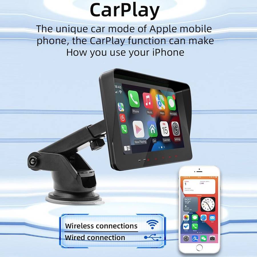 B5310 7 inch Portable Car MP5 Player Support CarPlay / Android Auto(Black)