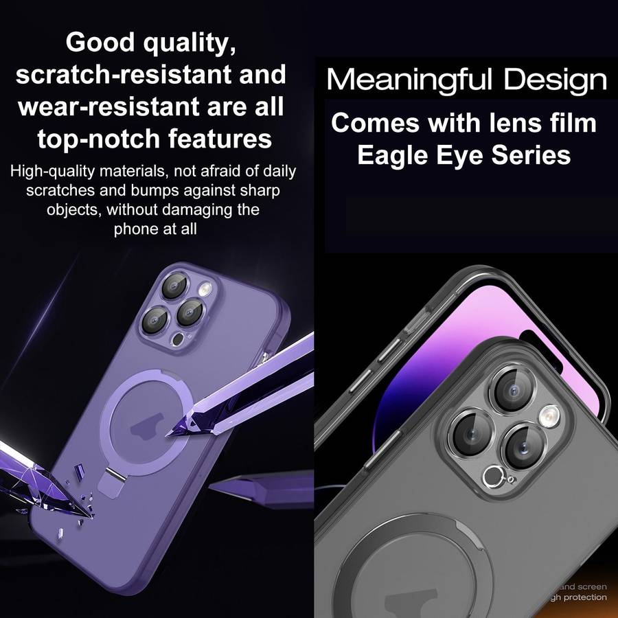 For iPhone 13 MagSafe Holder PC Hybrid TPU Phone Case(Black)