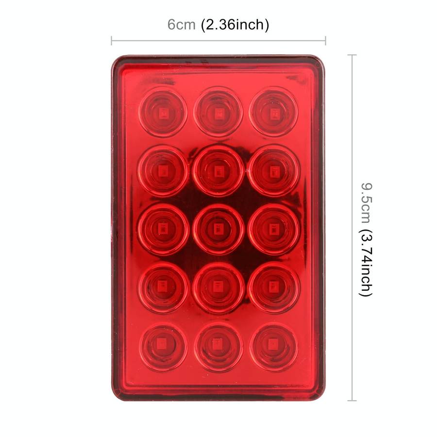 DC12V 1W Car Square Highlight Brake Lights Reversing Light with 15LEDs SMD-3528 (Red)