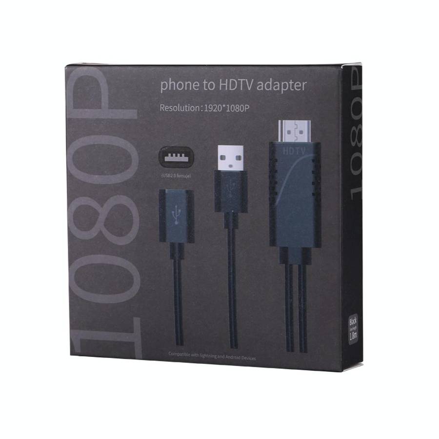 1080P USB 2.0 Male + USB 2.0 Female to HDMI HDTV AV Adapter Cable for iPhone / iPad, Android Smar...
