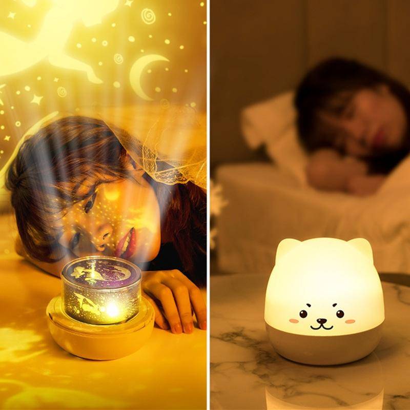 Children Starry Sky Projection Lamp USB Rotating LED Night Light Music Box Chargeable Sleeping Li...