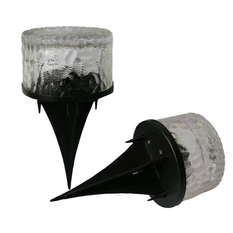 Outdoor Solar Buried Lamp Round Glass Floor Street Light Garden Ice Brick Waterproof Lamp(White L...