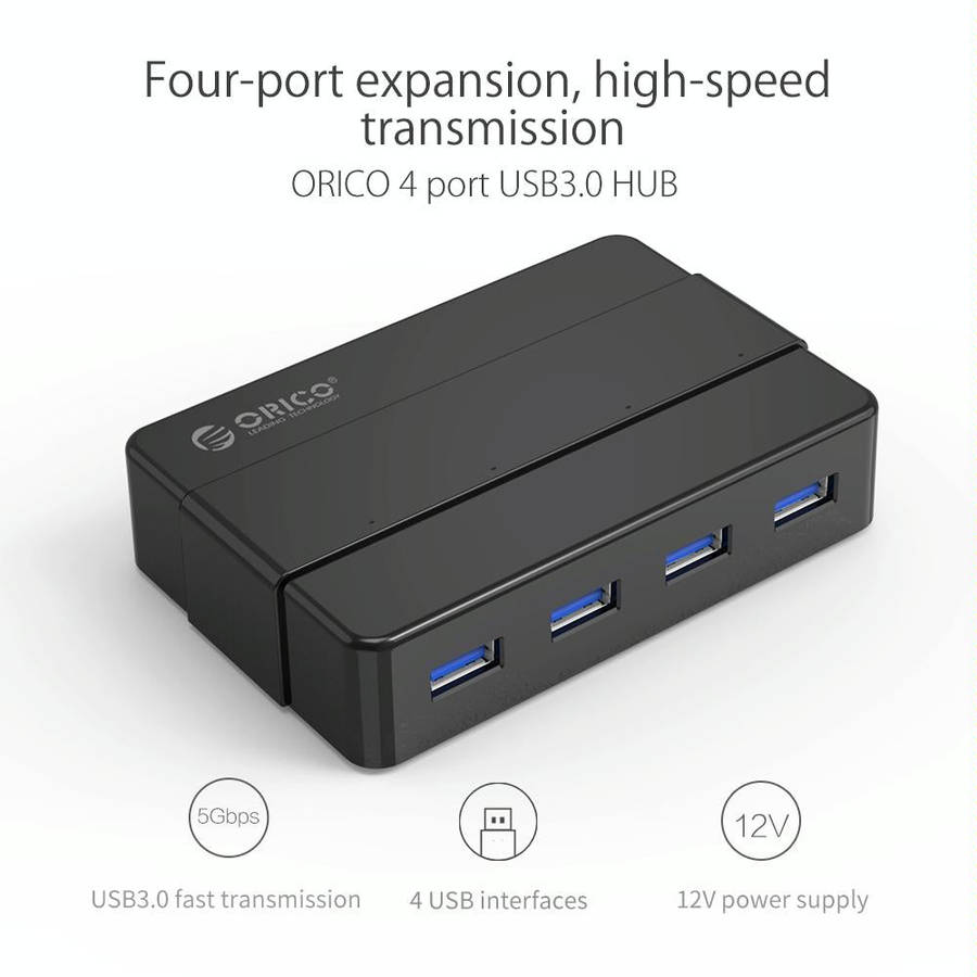 ORICO H4928-U3 ABS High Speed 4 Ports USB 3.0 HUB with 12V Power Adapter for Smartphones / Tablet...