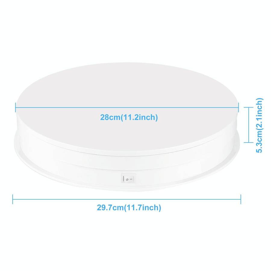 PULUZ 30cm Adjusting Speed Rotating Turntable Display Stand, Load 10-15kg, EU Plug(White)